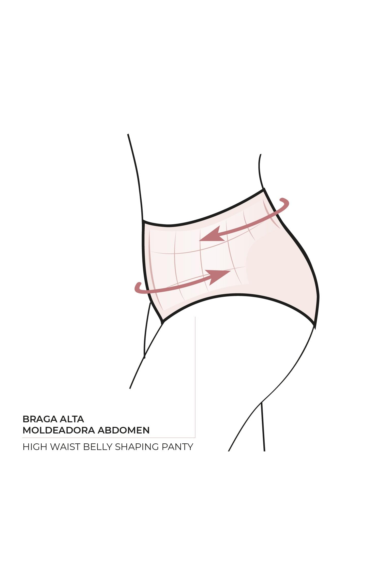 YSABEL MORA. Braga Bikini Reductora Alta Bambula Rosa. Braga De Bikini Alta Reductora con Compresión En Abdomen Tejido con Textura. Colección Boat.