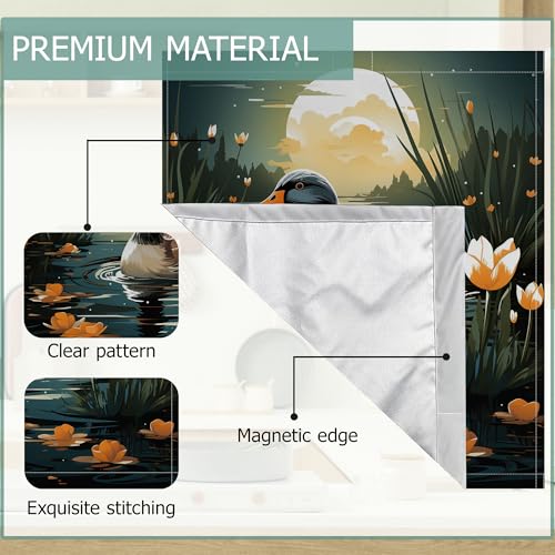 Image of Mallard Duck Dishwasher Magnets Decorative Cover,Farmhouse Flowers Waterproof Magnetic Dishwasher Cover Panel,Refrigerator Magnet Cover for Kitchen Home Decor 23x26 Inch