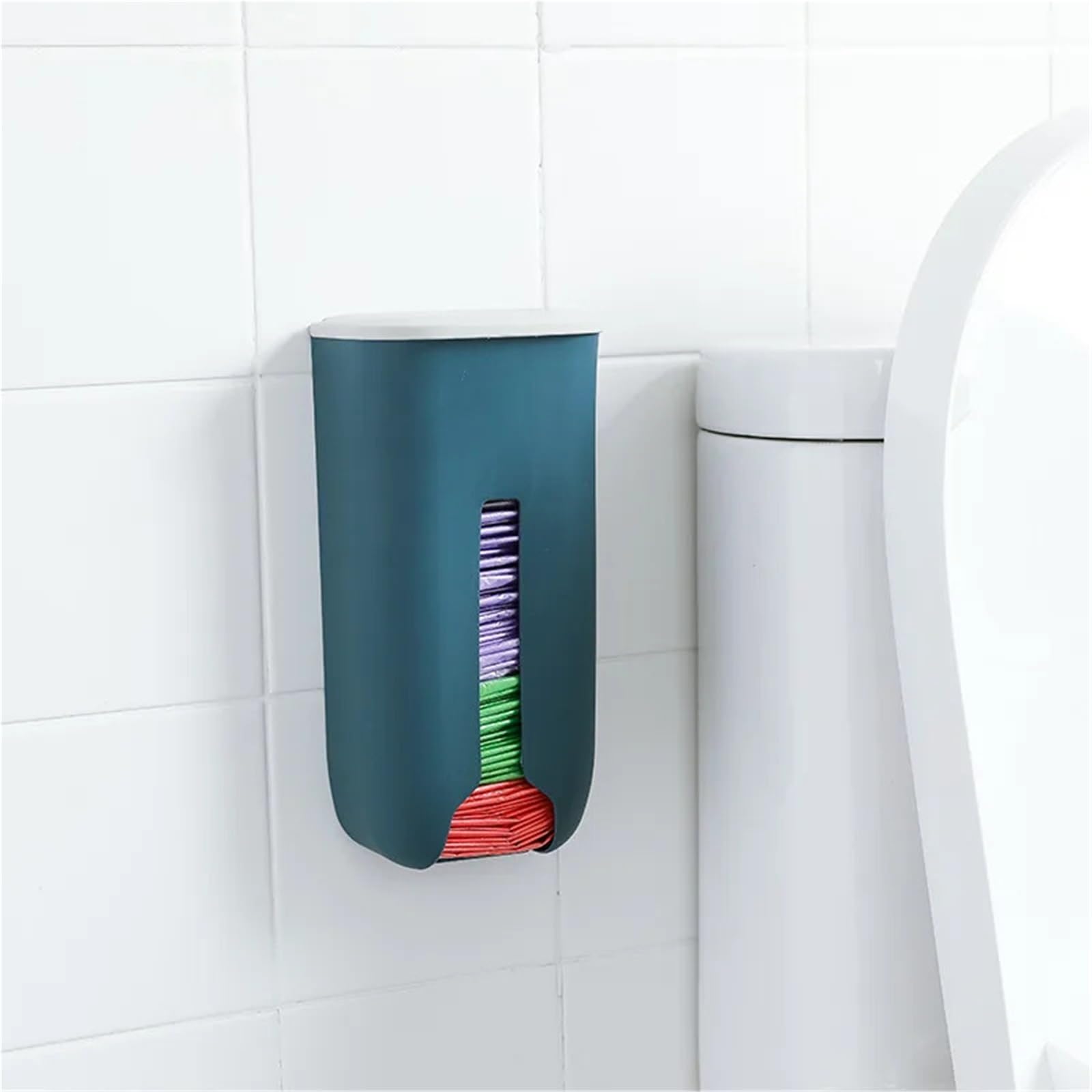Caja de Almacenamiento Bolsas Basura, dispensador for Cocina, baño, Soporte for comestibles montado en la Pared, contenedor plástico for, 2 uds para Cocina y Baño(Blue)