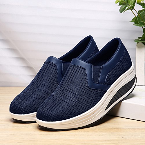 Image of L LOUBIT Women Wedge Shoes Breathable Mesh Sneakers Slip On Comfort Walking Shoes