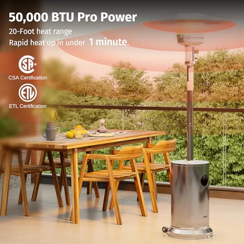 Eastoakantirust50000btupatioheaterforoutdoorusewithdoublelayerstainlesssteelburnerroundtabledesignandwheelsoutdoorpatioheaterforhomeandcommercialstainlesssteel Urban Country Home Decor East oak anti rust 50000 btu patio heater for outdoor use with double layer stainless steel burner round table design and wheels outdoor patio heater for home and commercial stainless steel urban country home decor
