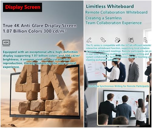 Image of FL Series 4K UHD Smart Interactive Display Panel for Business & Education - 55 inch 65 inch 75 inch 86 inch 98 inch 110 inch Options, Mobile Stand Sold Separately (75in-i7+Android)