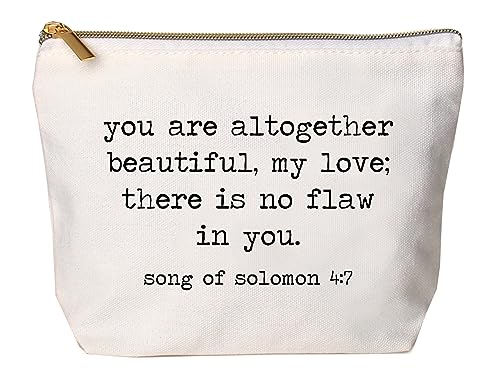 Jules Natural Canvas Tote Zipper Bag You Are All Together Beautiful, My Love; There Is No Flaw In You. Song of Solomon 4:7