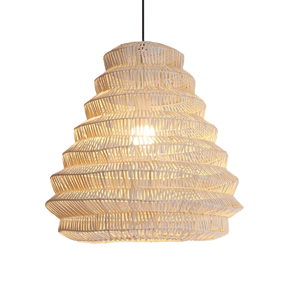 CSSYKV 50cm Large Pendant Light Fixtures, Unique Bamboo Rattan Lantern for Farmhouse Dome Retro Chandelier Natural Wicker Lampshade E26 Socket for Master Bedroom Study and Living Room