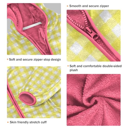 Gingham Yellow Buffalo Plaid Tartan Check Scotland Toddler Girl Sherpa Jacket3