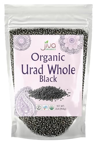 Jiva Organics Organic Urad Whole 2Lb Bag - Black Gram Dal, Urad Dal Whole - Non-Gmo, Gluten Free