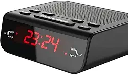 Relógio Despertador Digital de Mesa com Rádio AM/FM, Visor LCD, Temporizador e Repetição de Alarme – Bivolt