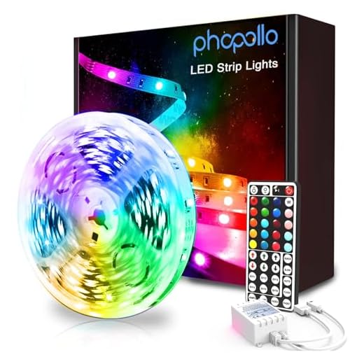 Phopollo LED Lights 32.8 FT RGB Led Strip Lights for Bedroom Color Changing 300 LEDs Bright Luces led para decoracion DIY Color Option with Power Supply