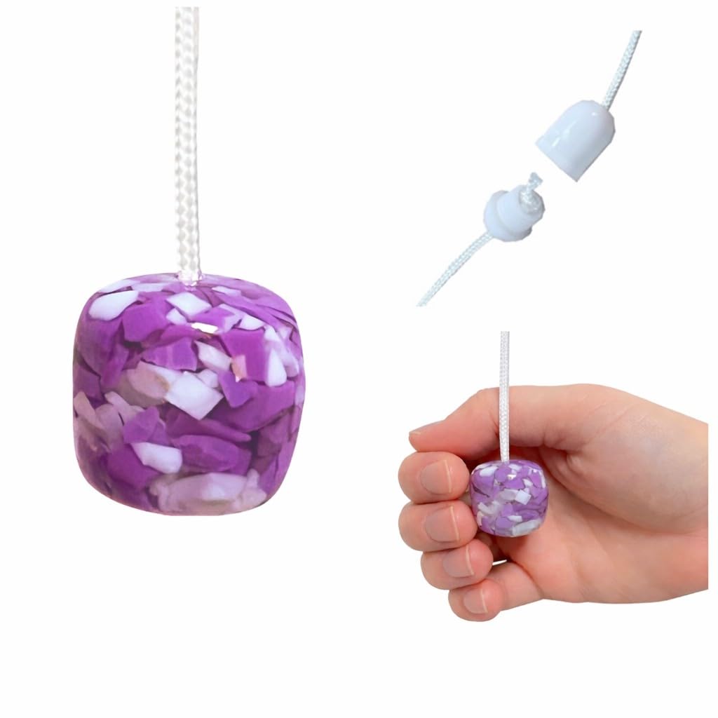 Lowgy Single Glossy Resin Bead Light Pull with choice of Cord Colour & Connector - small decorative Bathroom Pull Cord/Hanging Decoration (Purple)