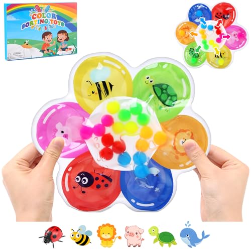BelleStyle Juguetes Sensoriales Autismo, Flor Juguetes Antiestrés para Clasificar Colores para Niños, Juguetes Fidget Educación Aprendizaje Juegos de Habilidades Montessori para Niños 3-5 Años