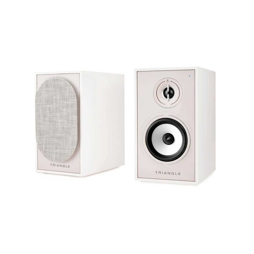 TRIANGLE - BOREA BR03 Connect Aktywne głośniki - Głośniki podstawkowe Bluetooth ze wzmacniaczem 2x 60 W - HD Audio - Wejścia PHONO/TV Arc i USB Platinum - 206 x 360 x 314 mm - Kremowy (para)
