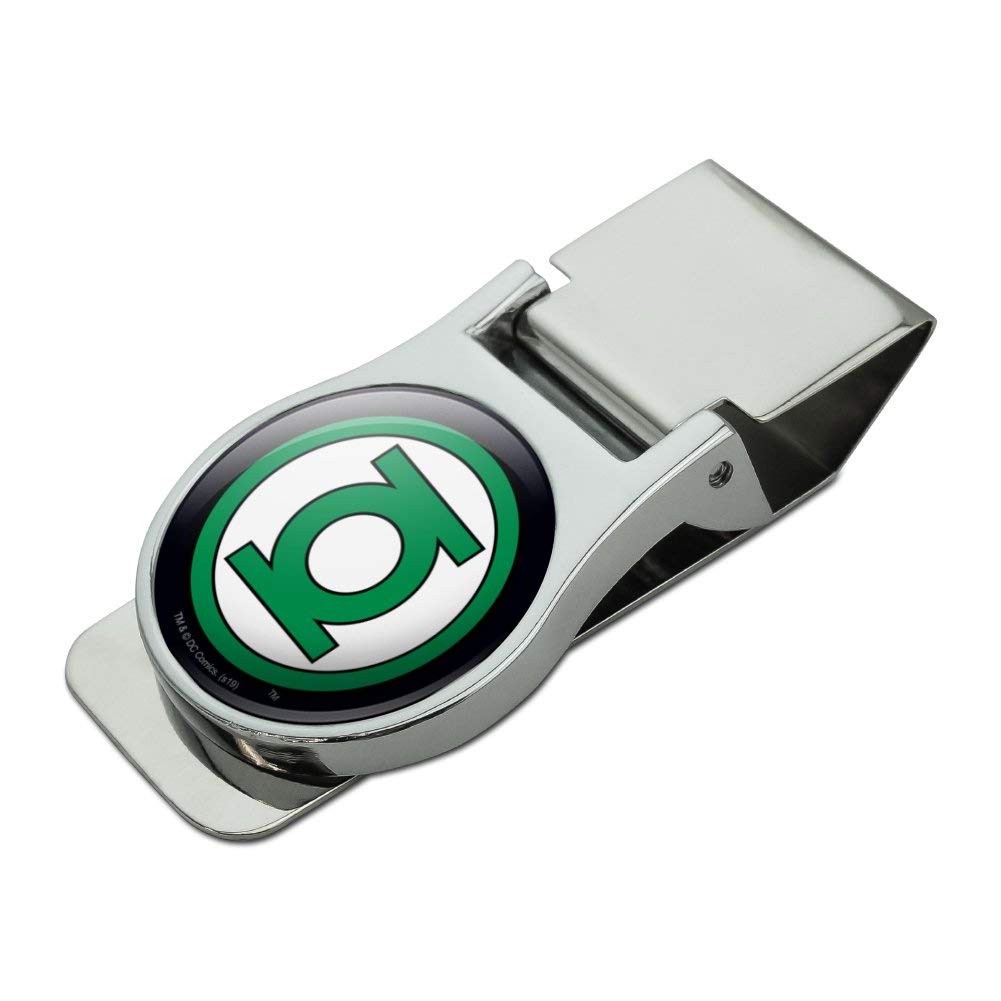 Green Lantern Logo Satin Chrome Plated Metal Money Clip-image-4