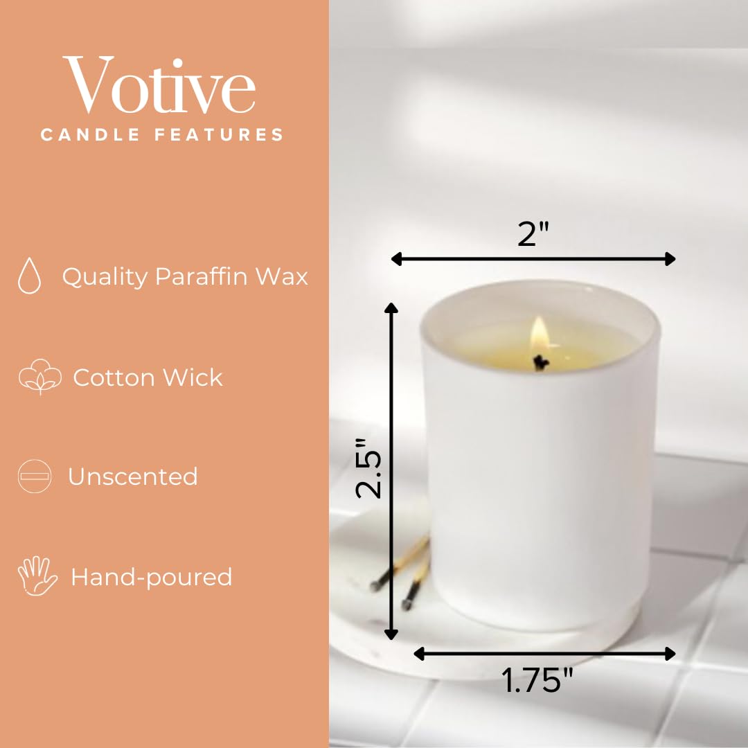 Simply Soson Votive Candles Bulk, 24 Filled White Votive Candle Holder, 10 Hours Burn time, Small Candles, Bulk Candles, Unscented Candles, Candle Votives for Wedding, Holiday