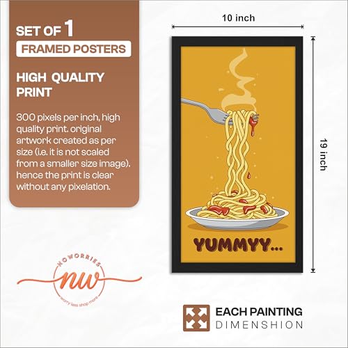 Image of NoWorries Wall art framed painting food posters for cafe decor (Synthetic wood frame) inch300 GSM premium art HD prints inch Wall painting for Home & Kitchen Decor (Pattern illustration)( Set of 1, Framed Painting) (BLACK, ART-1, 10X19INCHES)