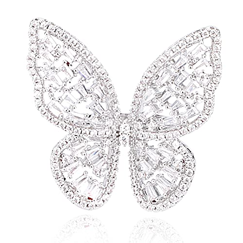 VINTAGE HAVANA Cubic Zirconia Butterfly Ring 18K Gold Plated For Women Adjustable Size 5 â 9
