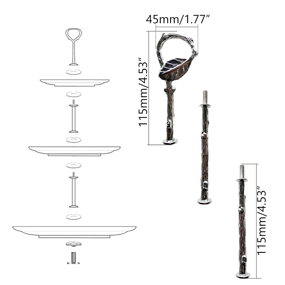 TIMESETL Lot De 2 Supports à Gâteaux à 3 étages En Plastique Blanc Et