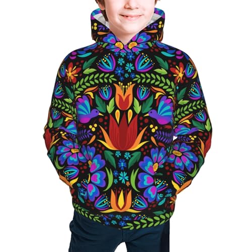 Colorful Floral Kids Pullover Hoodies Boys Sweatshirts Girls Athletic Clothes with Pocket2