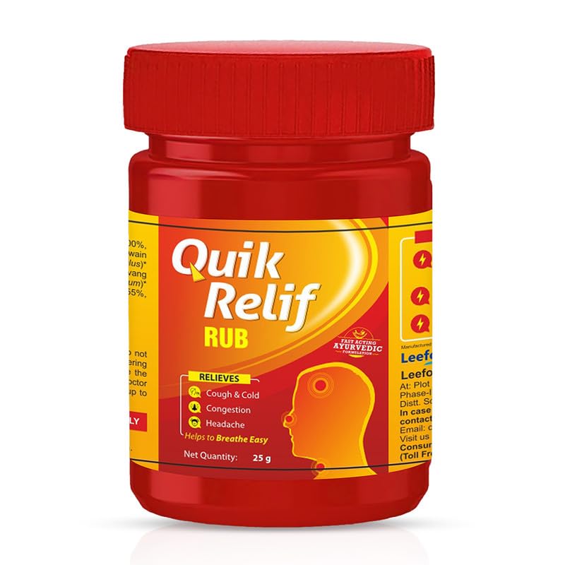 Quik Relif Herbal Balm for Cough & Cold | 100% Ayurvedic Balm for Cold, Headache, Nasal Congestion & Chest Relief | Breathe Easy in Seconds | Fast-Acting Natural Formula