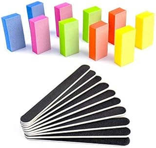 Nail Files and Buffers Set - Professional Manicure Tools Kit, 100/180 Grit Double Sided Emery Boards for Nails, 80/100 Grit Rectangular Nail Buffer Shiner Blocks Art Care for Home Salon 20Pcs