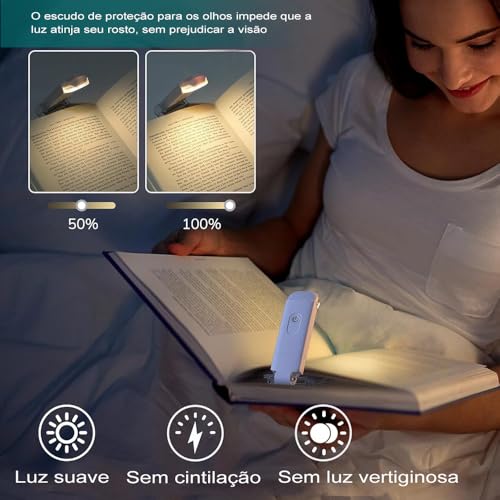 Luz de Leitura para Livro, Lanterna para Leitura de Livros, Adjustável Luminária Livro, Clipe Lumina