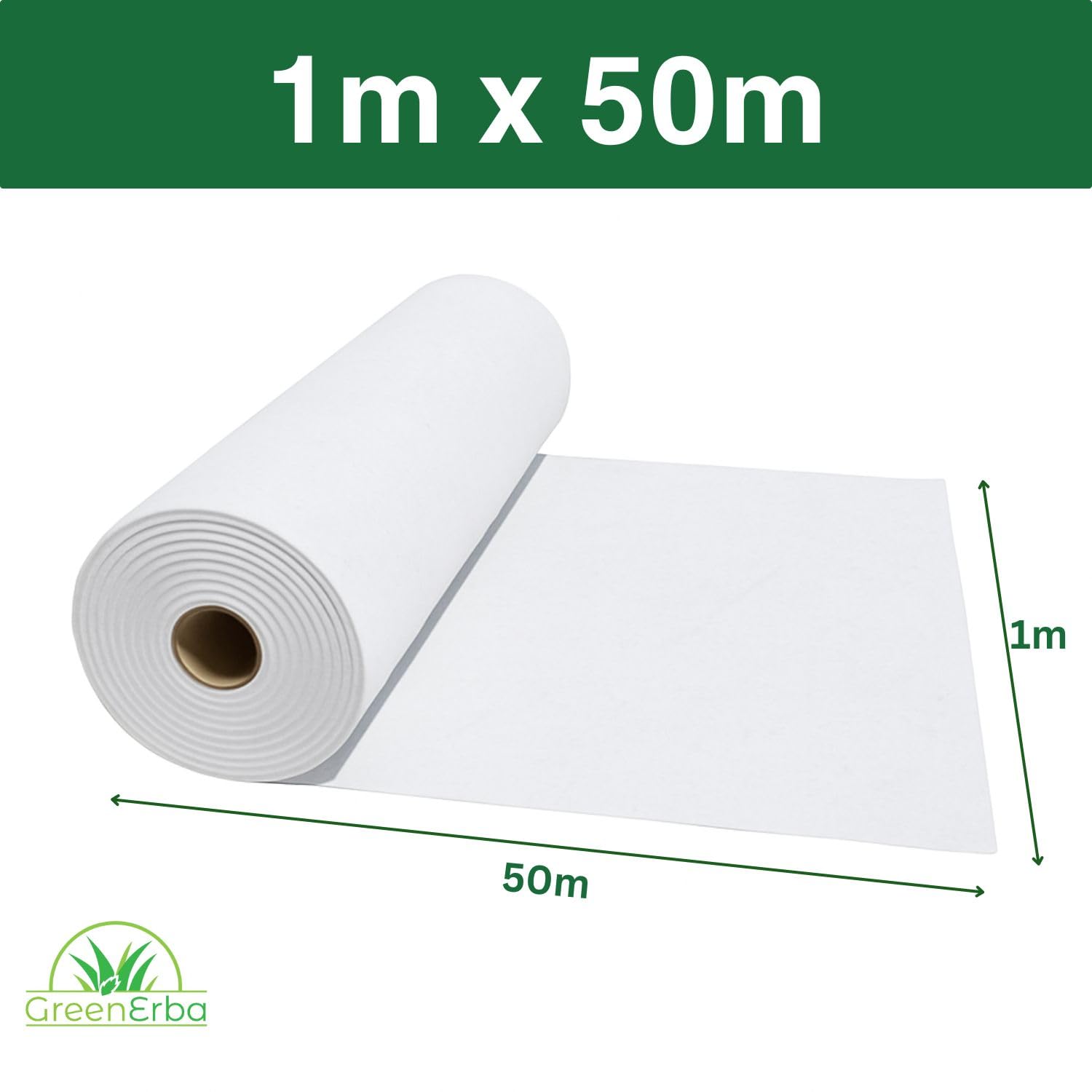 Fieltro Geotextil de 300 g/m2 (PES) - Tejido Permeable al Agua - 1 x 50 m - Lona de drenaje Cuenca/Terraza/Jardín - Separación Grava/Arena/Pavimentes/Césped Sintético