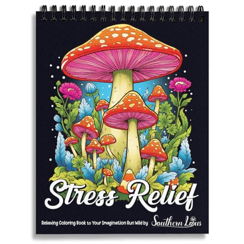 Stress Relief Spiral Coloring Book for Adults Women Girls Hardcover Floral Patterns Animals Themes Aesthetic Illustrations Relaxing Large Print Pages Relieve Anxiety Mindfulness