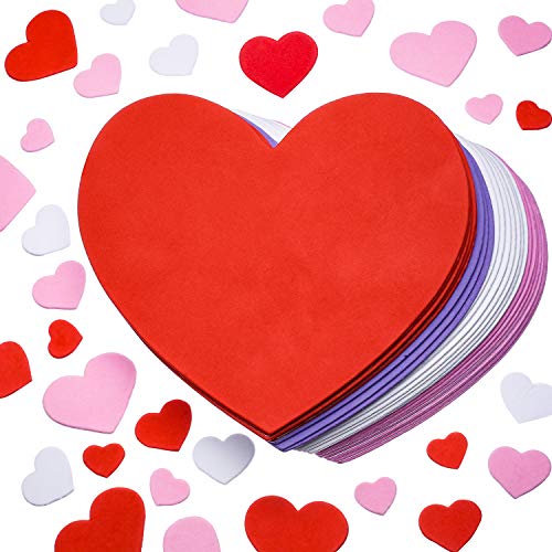 324 Pieces Foam Hearts 24 Pieces 6 Inches Valentines Large Craft Heart Decor, 300 Pieces Small Foam Hearts Self Adhesive Hearts Stickers for Valentine's Day Mother's Day DIY Crafts (Blank)