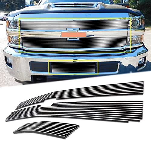 YHIMPORT Chrome Front Grill Combo fits 2015-2018 Chevy Silverado 2500