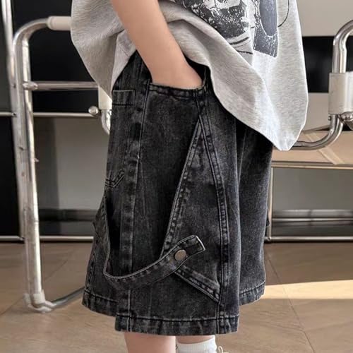 Short denim garçon style cargo en toile légère et coupe cinq points - 5