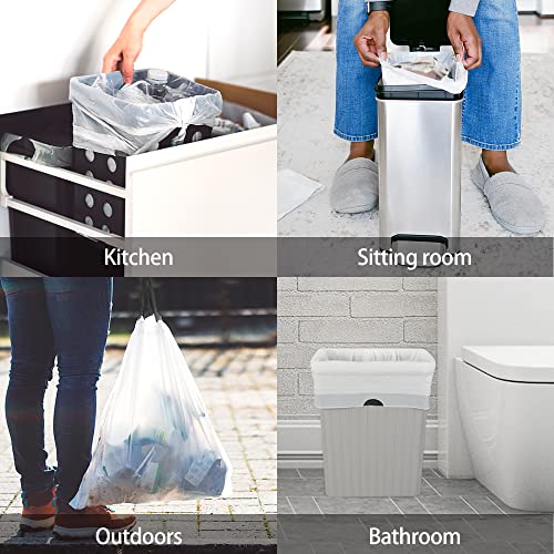 Image of 1.6 Gallon 100 Counts Small Drawstring Trash Bags by Teivio, Fit1.2,1.3,1.5 Gallon Bathroom Trash Can Bin Liners, 5-6 Liter Small Plastic Garbage Bags for home office kitchen, White