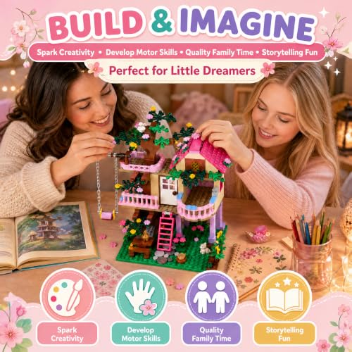 CSNRHG Tree House Building Set Multi Level Forest House Swing Animal Figure