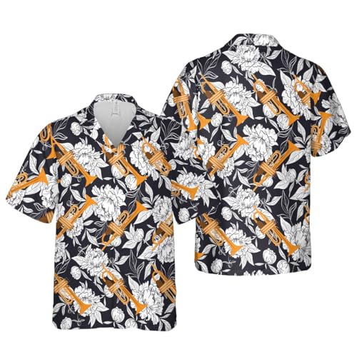 Men's Trumpet Hawaiian Shirt, Trumpet Shirt Men Short Sleeve, Vintage Hawaiian Shirt for Men, Trumpet Shirt3