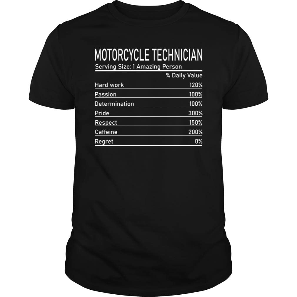 Motorcycle Technician Nutrition Facts - Unisex Tee Black