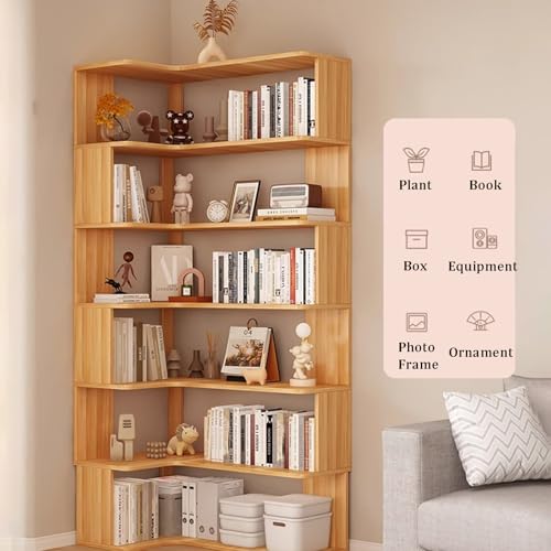 Modern L-Shaped Corner Bookcase with Anti-Drop Panel, Free