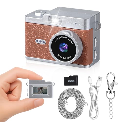 Câmera digital mini chaveiro retrô, câmera minúscula ultracompacta com vídeo 1080p, tela de 2,4 cm, bateria de longa duração, gravador de vídeo de bolso para viagens, vlogging diário, aniversário
