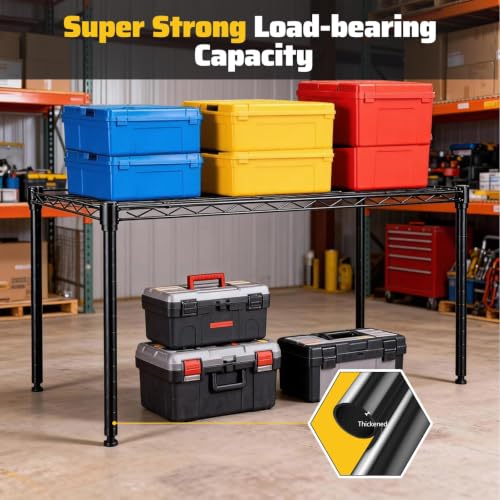 Image of 1 Tier Stackable Black Metal Wire Storage Shelving Unit
