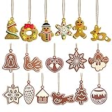 Mini Ornaments Set of 17 Pieces - Gingerbread Man Christmas Tree Pendant Wind Chime Bird Angel Christmas Ornament for Christmas Tree Decorations