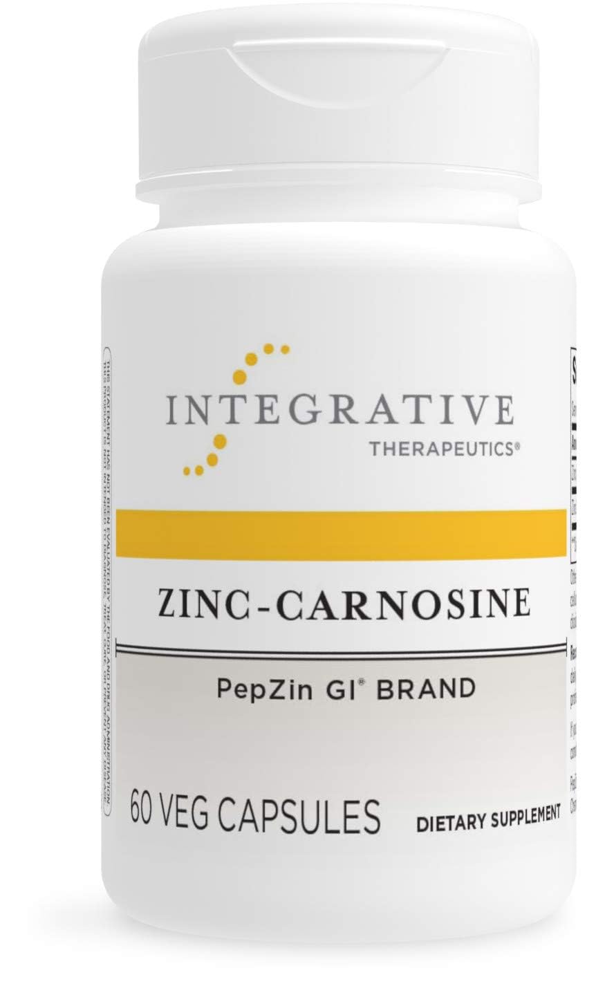 Integrative Therapeutics Zinc-Carnosine - PepZin GI Brand Supplement with Zinc-Carnosine - GI Tract Support* - Gluten Free & Vegan - 60 Capsules