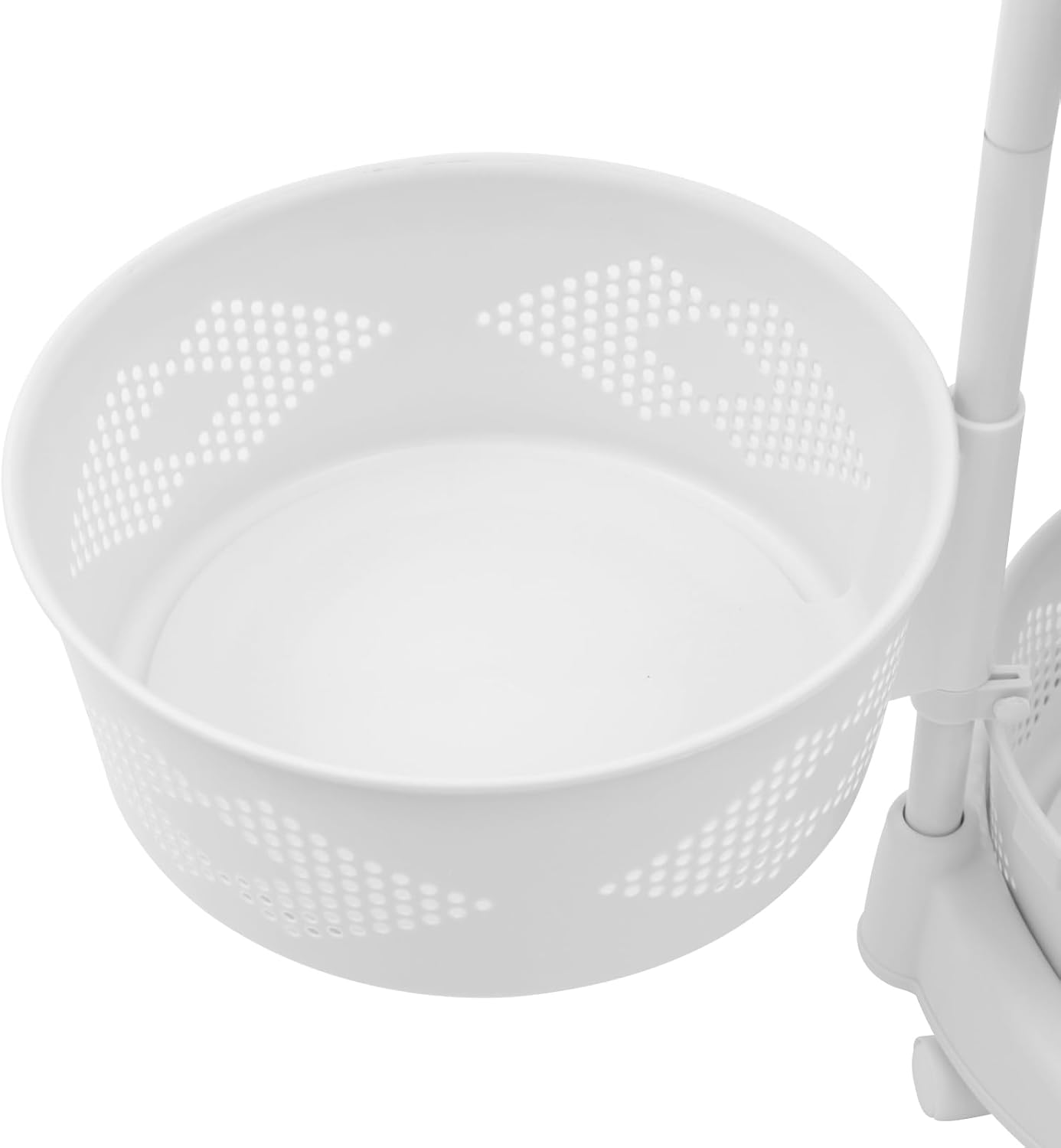 4-Tier Fruit Vegetable Basket Kitchen Storage Rack, 180° Rotating Storage Shelves Organizer with 5 Wheels, Rotating Kitchen Storage Basket Shelf Storage Rolling Cart for Living Room, Bathroom