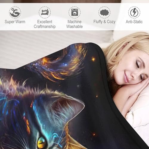 Manta suave y cálida de franela gato 130 x 150 cm para cama de forro polar 3D 6