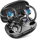 Hupoaf Cuffie Bluetooth Sport, Auricolari Bluetooth 5.4 con 4 ENC Mic, 50 Ore HiFi Stereo Cuffie Wireless, IP7 Impermeabili Cuffie Senza Fili, Display LED USB-C Cuffiette Running per iOS/Android, Nero