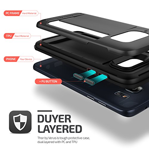 Galaxy S7 Edge Case, Vrs Design [Damda Clip][Dark Silver] - [Wallet Card Slot][Military Grade Protection] For Samsung S7 Edge #TOP4