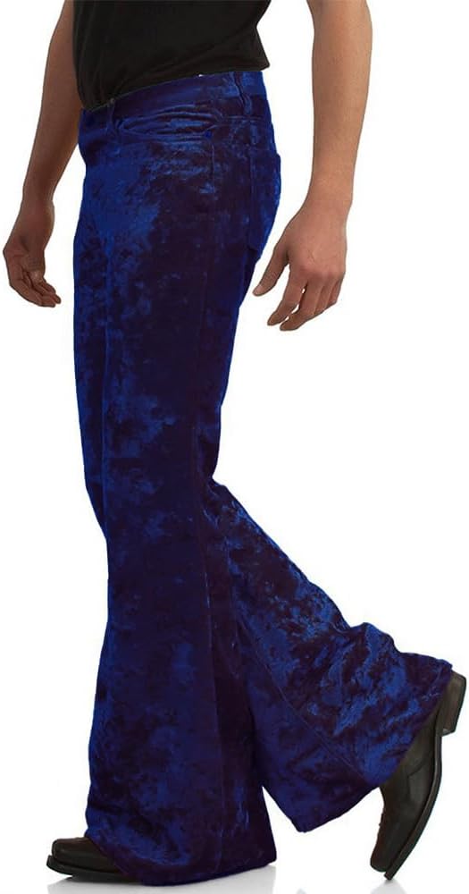 EVEDESIGN Mens Bell Bottom Velvet Pants 60s 70s Disco Outfits for Men Vintage Flared Jeans - Image 4