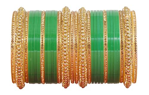 ZULKA Get your traditions Acrylic (Plastic) with Beads Or Zircon Gemstone Studded worked Glossy Finished Chuda Set For Women and Girls, (Dark Green_2.4 Inches), Pack Of 30 Bangle Set (B09VGS3Y7D) Amazon Price History, Amazon Price Tracker