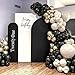 Set of 2 Wedding Arch Cover 2-Sided Round Top Spandex Fitted Arch Backdrop Cover for Birthday Party Baby Shower Wedding Arch Stand Decor（7.2FT, 6FT, Black）