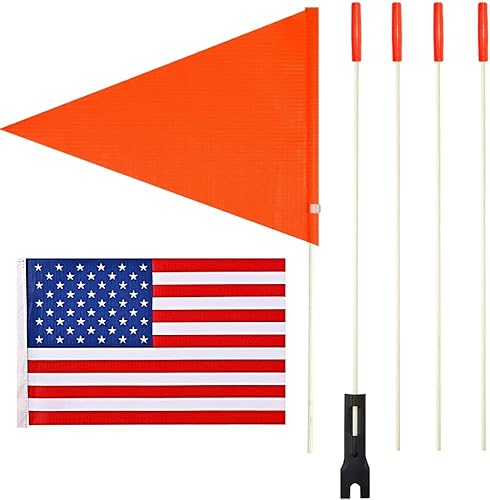 2 banderas de seguridad para bicicletabandera de EE. UU., poste de fibra de vidrio resistente, poliéster a todo color, resistente al desgarro,