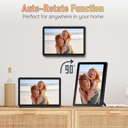 Image of WiFi Digital Picture Frame, 8-Inch Smart Photo Frame with IPS Touch Screen, Easy Setup & Instant Sharing via App, Auto-Rotate, 32GB, Wall-Mountable Electronic Frame for Home Decor