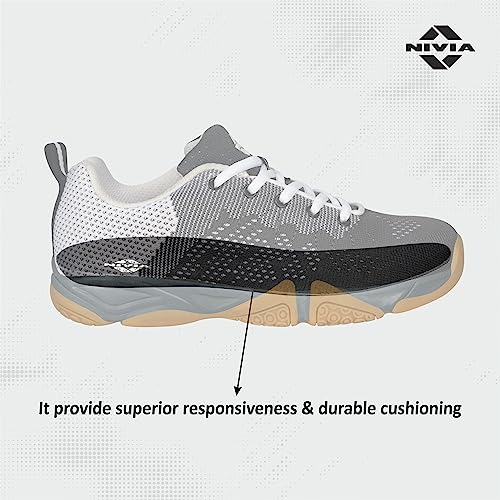 Image of Nivia Glister 2.0 Badminton Shoes for Men | Your Ultimate Companion for Superior Court Performance | Badminton Sports Shoes | Best Non Marking Court Shoes | (Grey /Orange /Red)