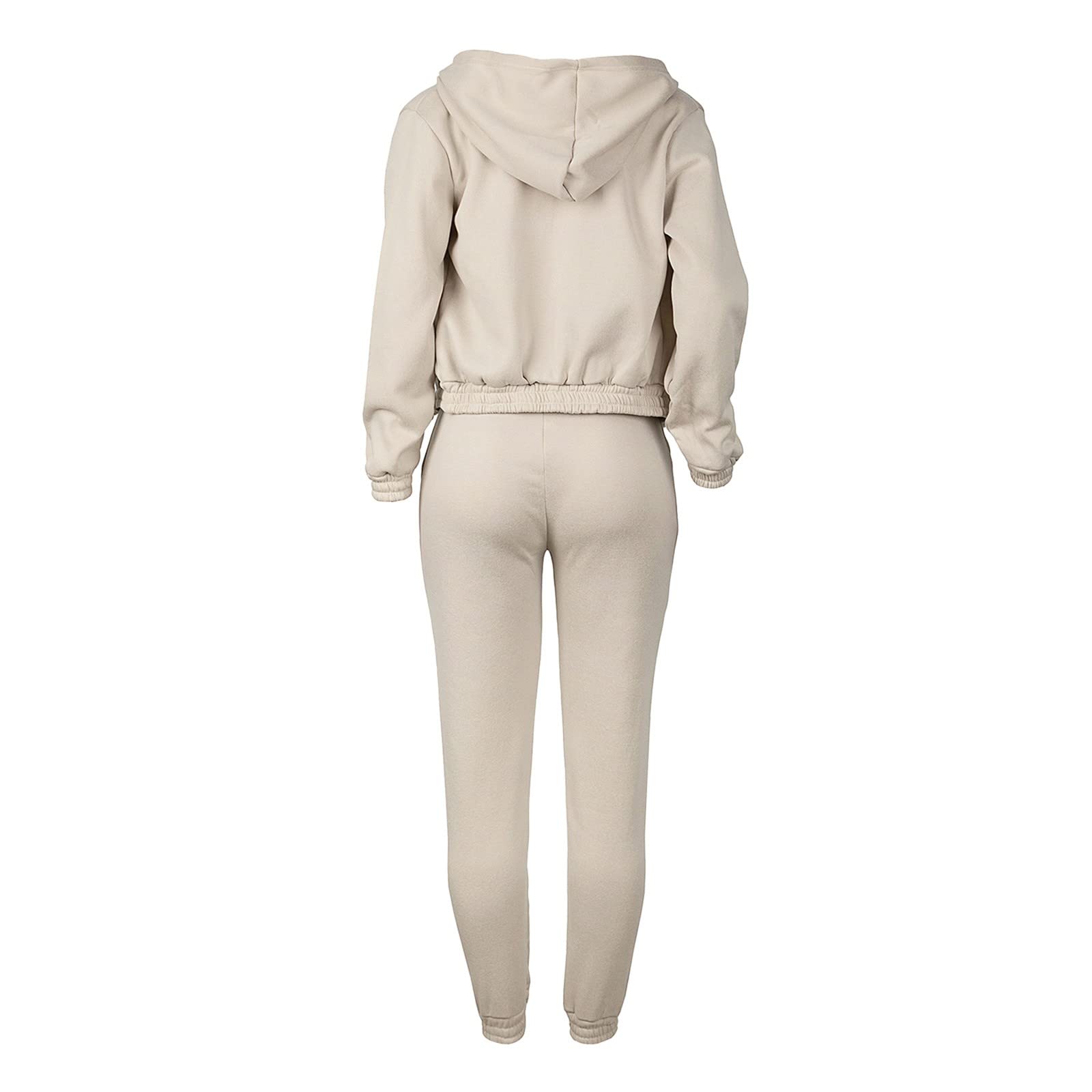 Generisch Damski dres treningowy na zimę, top, kamizelka, spodnie, zestaw modny, jednokolorowy, zamek błyskawiczny, bluza z kapturem, spodnie, zestaw trójczęściowy
