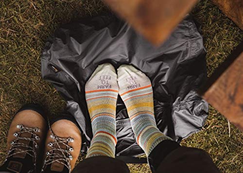 Image of Farm to Feet Ithaca Multi-Stripe Ultralight Crew Merino Wool Socks